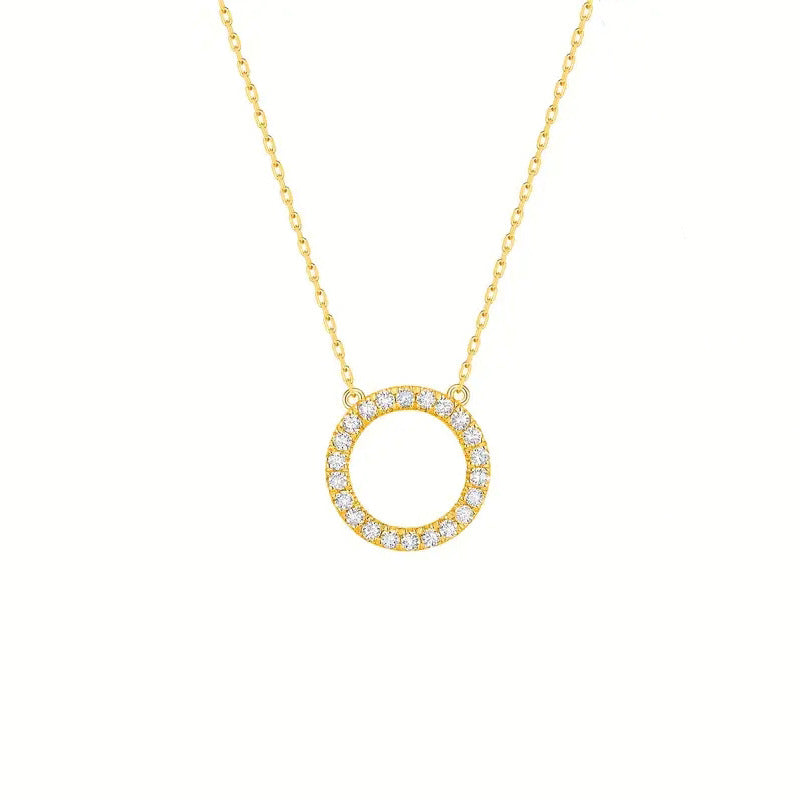 Womens Fully Diamond-studded Round Necklace Jewelry
