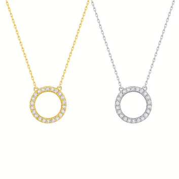 Womens Fully Diamond-studded Round Necklace Jewelry