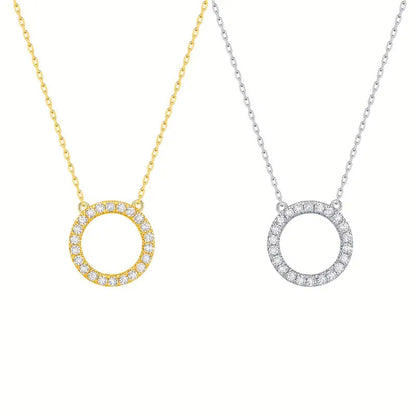Womens Fully Diamond-studded Round Necklace Jewelry