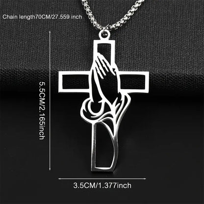 Mens Stainless Steel Pendant Cross Necklace