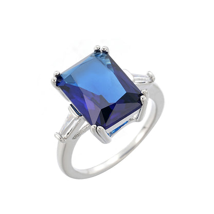 Large Blue Zircon Vintage Women's Ring