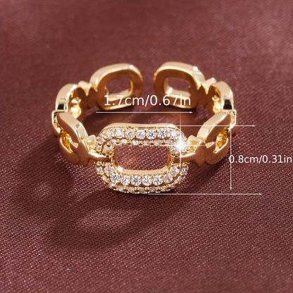 Women's Elegant Adjustable Open Ring, Creative Design, Shiny Personalized Wedding Jewelry, Daily & Party Accessory