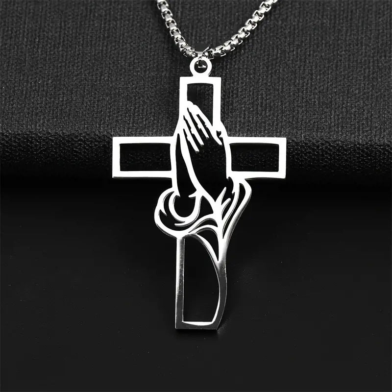 Mens Stainless Steel Pendant Cross Necklace
