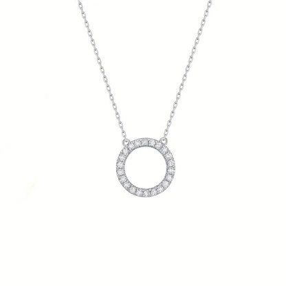 Womens Fully Diamond-studded Round Necklace Jewelry