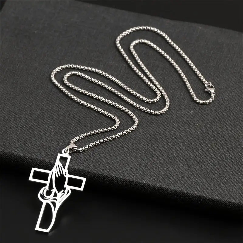 Mens Stainless Steel Pendant Cross Necklace