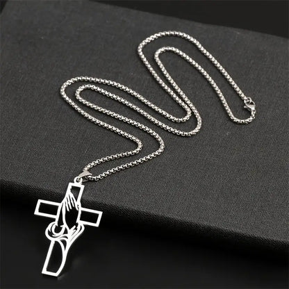 Mens Stainless Steel Pendant Cross Necklace