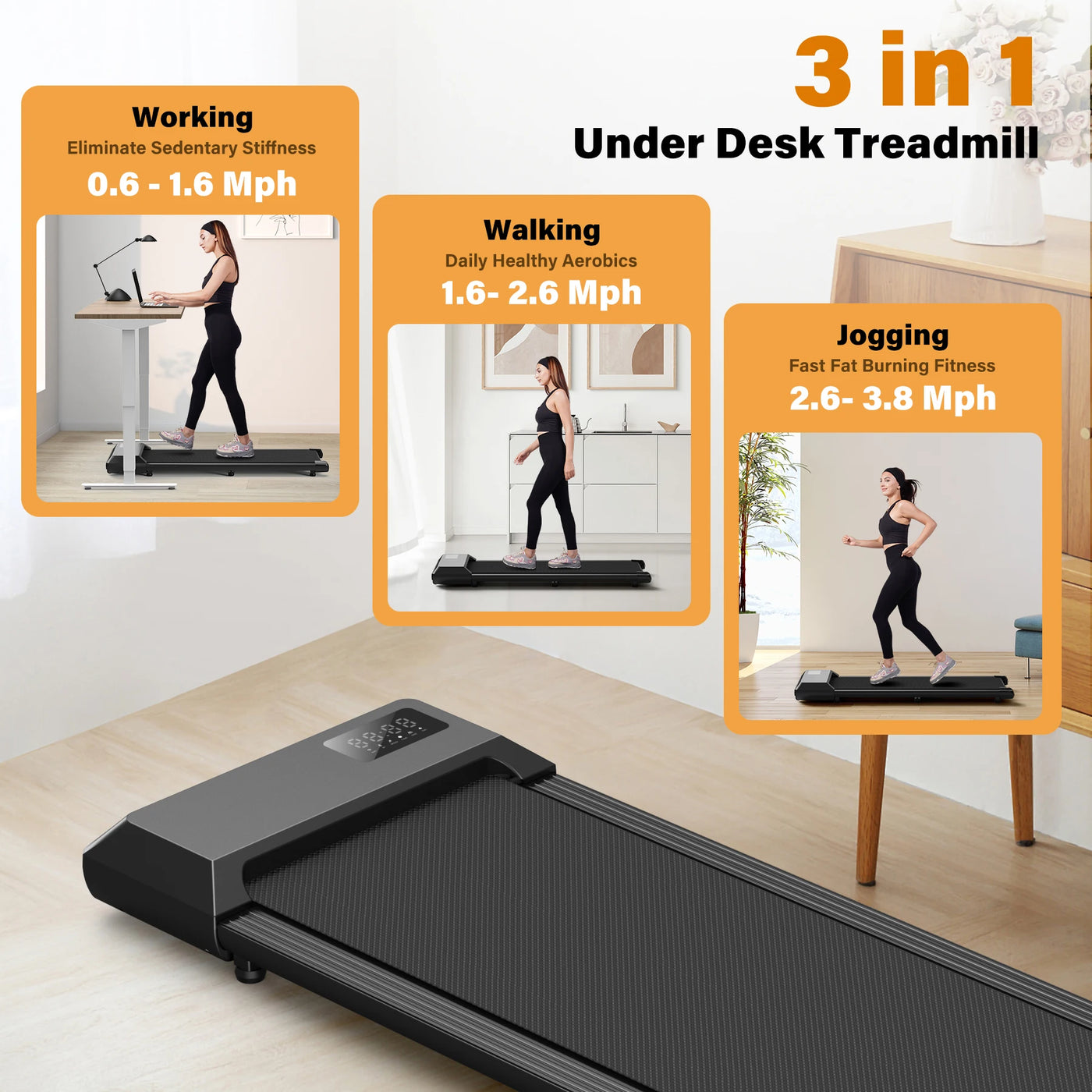 2in1 Run-Walking Pad Small Treadmill for Home&Office