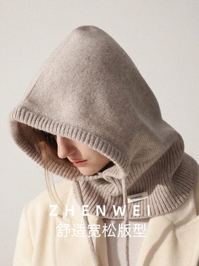 Wool Slouchy Balaclava Winter Hat for Women  Knitted Scarf