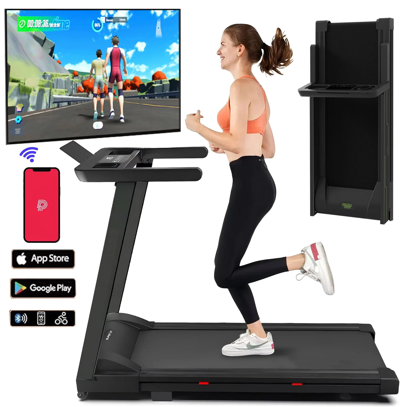 3.0HP Treadmills Electric APP Online Monitoring 7.5MPH Remote Control Foldable