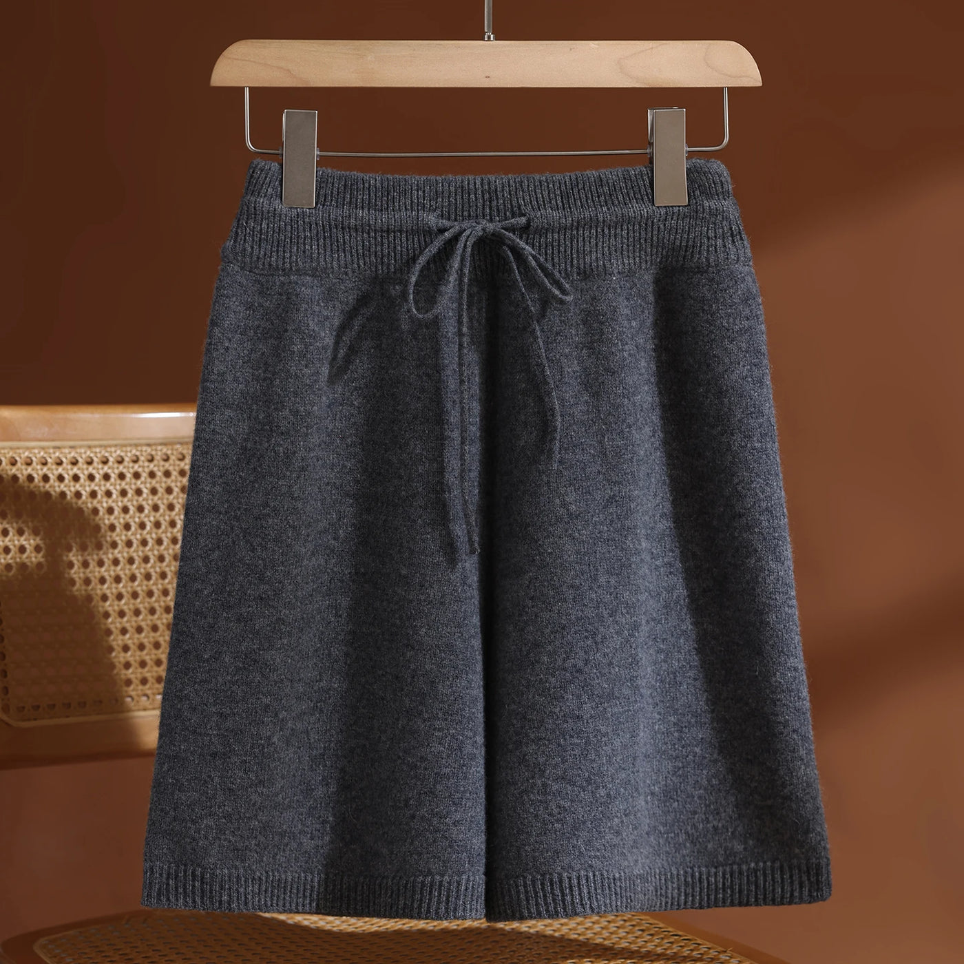 Merino Wool Pants Knitted Cashmere Shorts Trousers Above Knees