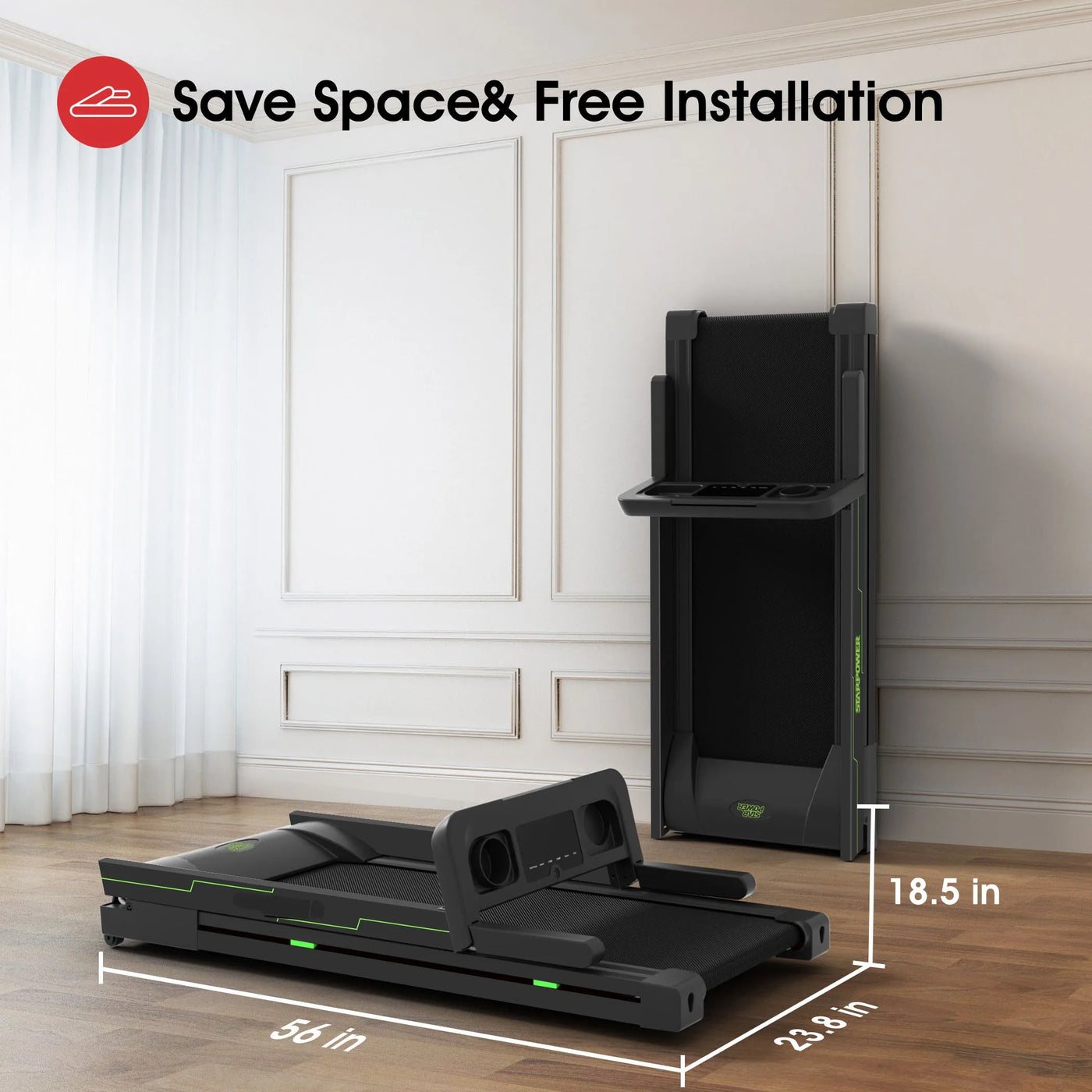 3.0HP Treadmills Electric APP Online Monitoring 7.5MPH Remote Control Foldable