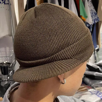 Hats Short-brimmed Woolen Army Peaked Caps Knitted Warm Hat