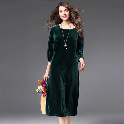 women Spring and Autunm office long maxi velvet dress,2026