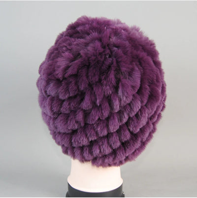 Real Rex Rabbit Winter Fur Hat For Women Russian Real Fur Knitted Cap