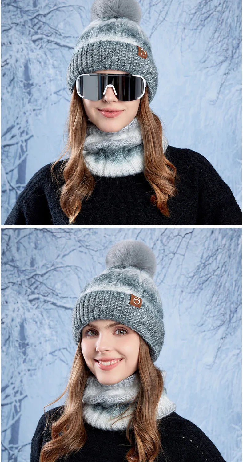 Warm Hat Scarf Two-piece Set Fleece Thickened Gradual