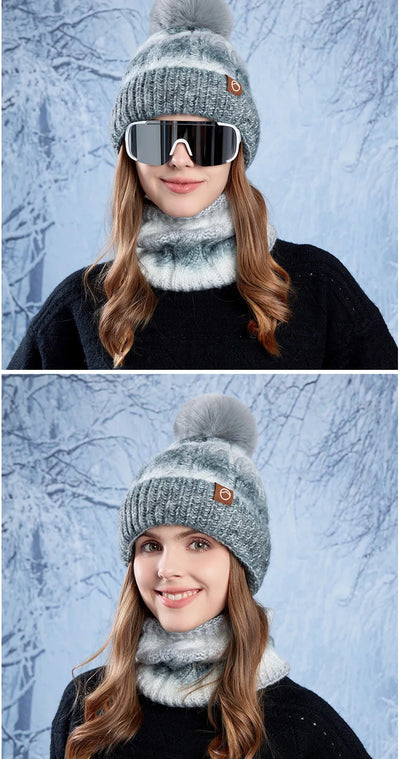 Warm Hat Scarf Two-piece Set Fleece Thickened Gradual