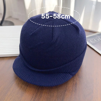 Hats Short-brimmed Woolen Army Peaked Caps Knitted Warm Hat