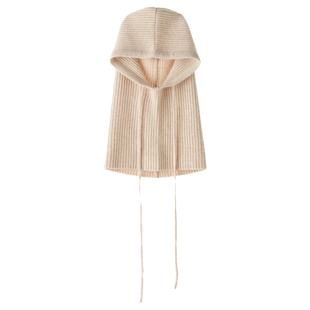 Wool Knitted Balaclava Hat For Women Winter Hooded Drawstring Skullies Cap