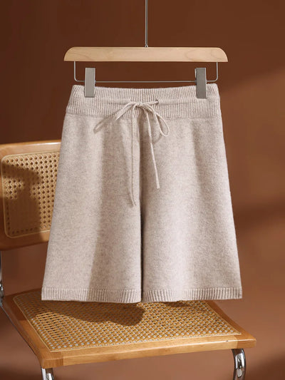 Merino Wool Pants Knitted Cashmere Shorts Trousers Above Knees