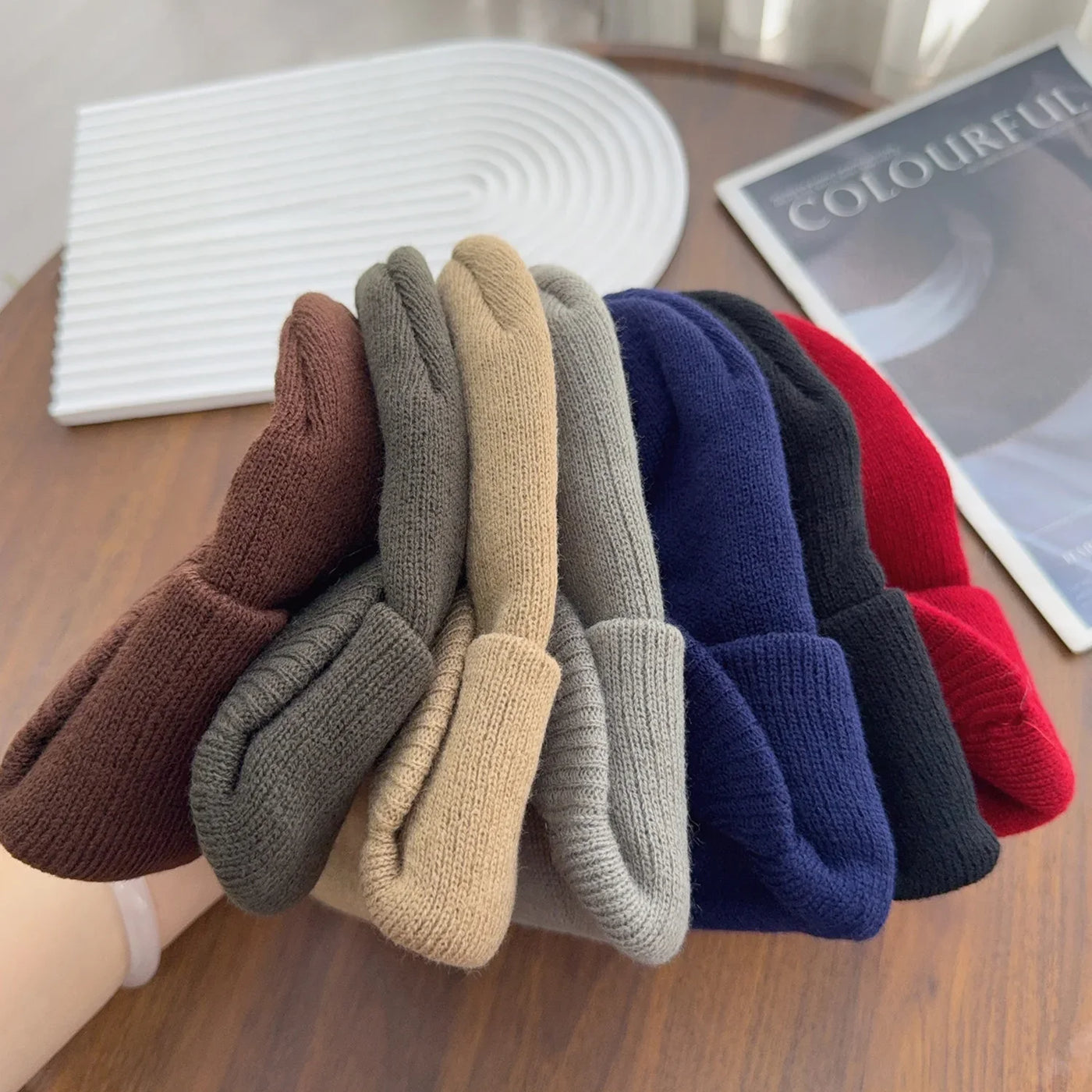 Hats Short-brimmed Woolen Army Peaked Caps Knitted Warm Hat