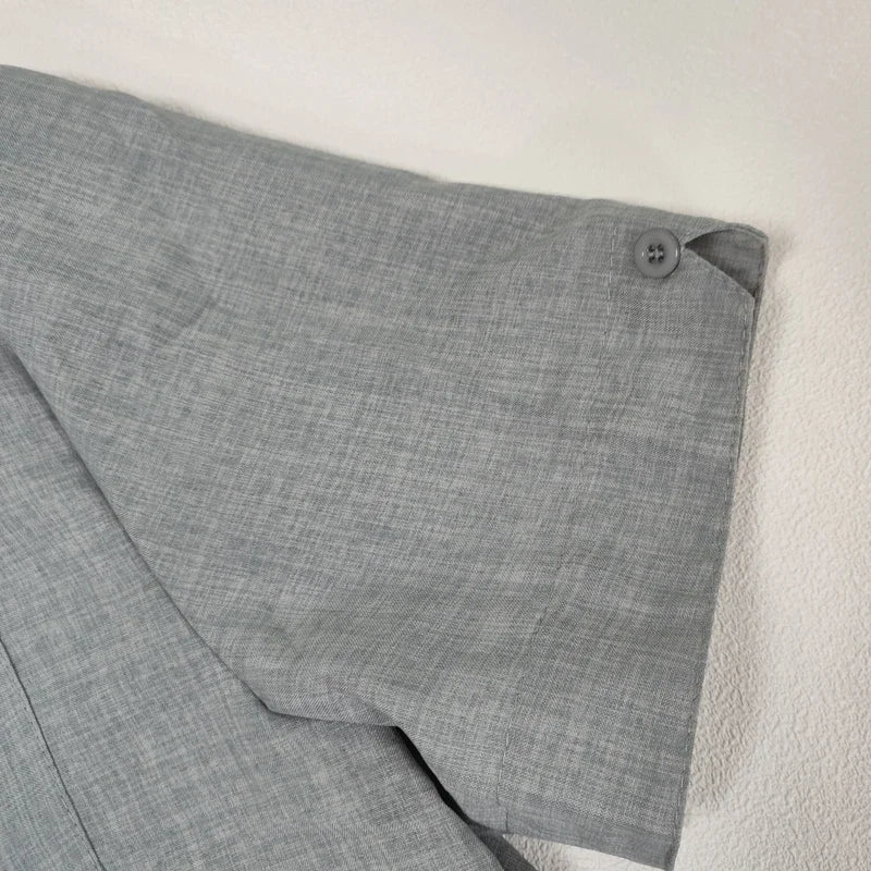 Cotton Linen Shirts for Men Casual Short Sleeved Shirts Blouses Solid Turn-Down Collar