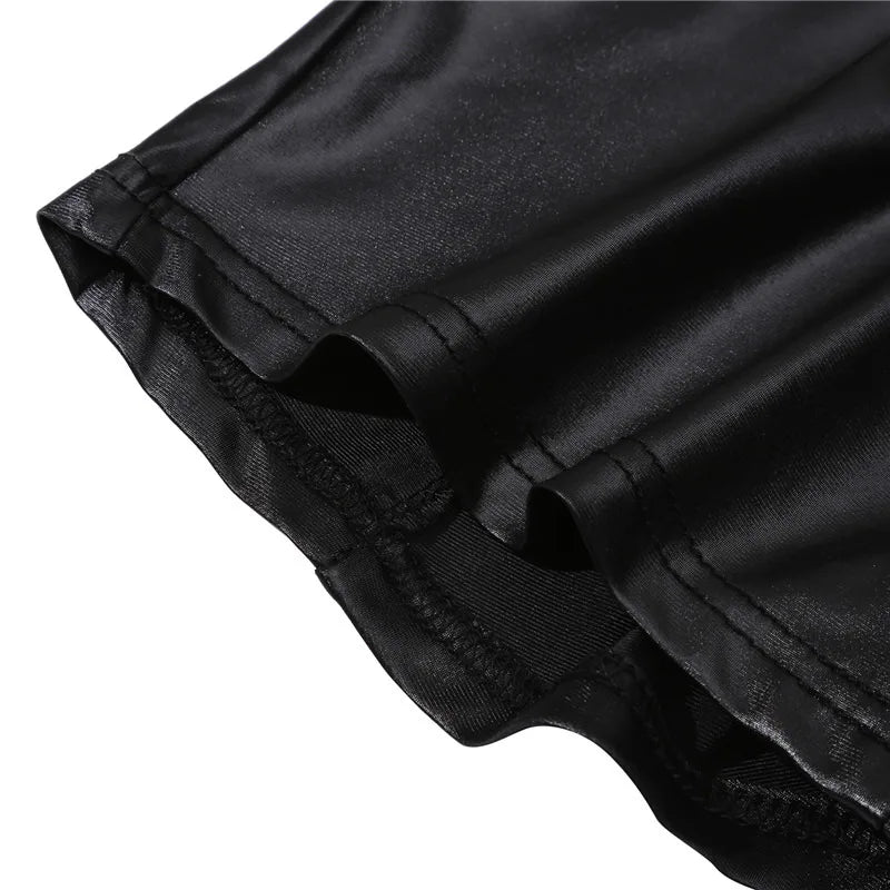 Leather Shorts Women High Waist Stretch Push Up Black Short