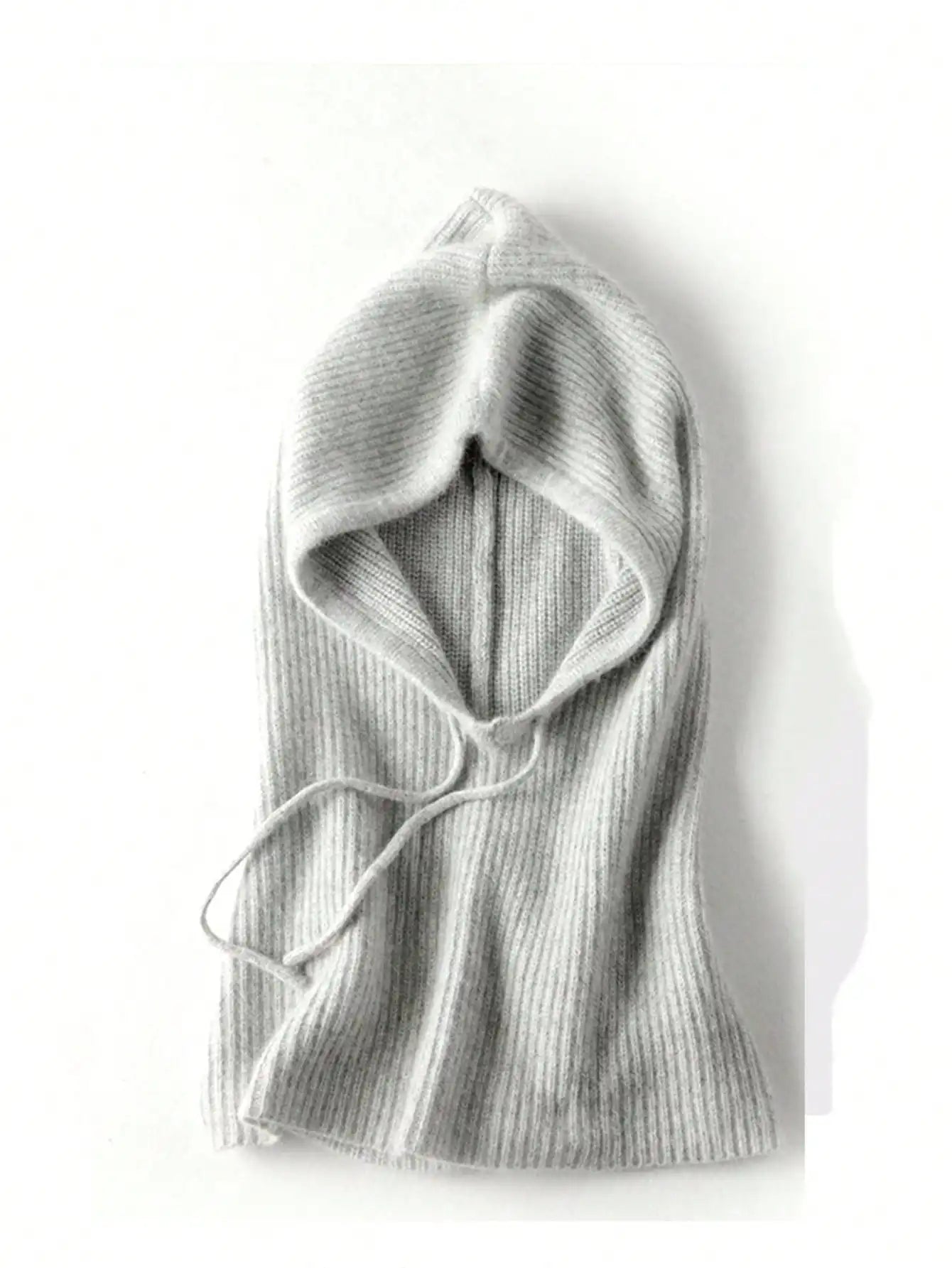 Wool Knitted Balaclava Hat For Women Winter Hooded Drawstring Skullies Cap