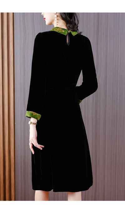 Winter Luxury Velvet Formal Elegant Party Dress Women Korean Vintage