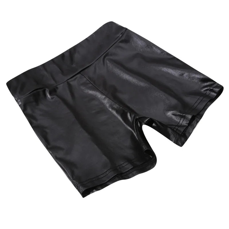 Leather Shorts Women High Waist Stretch Push Up Black Short