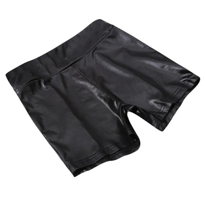 Leather Shorts Women High Waist Stretch Push Up Black Short