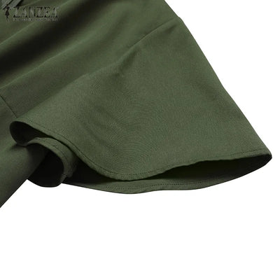 Wide Leg Jumpsuits Summer V Neck Short Sleeve Rompers Elegant