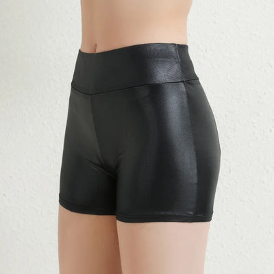 Leather Shorts Women High Waist Stretch Push Up Black Short