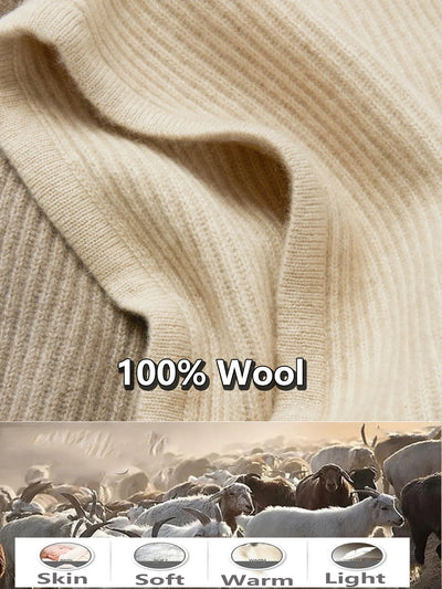 Wool Knitted Balaclava Hat For Women Winter Hooded Drawstring Skullies Cap