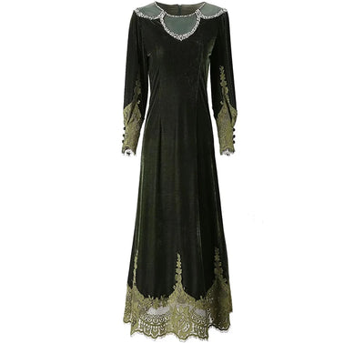 MARYYIMEI Fashion design Women's Dress Lace Splicing Long-Sleeved Beading Pretty Slim-Fit Hip Wrap Elegant Velvet Dresses