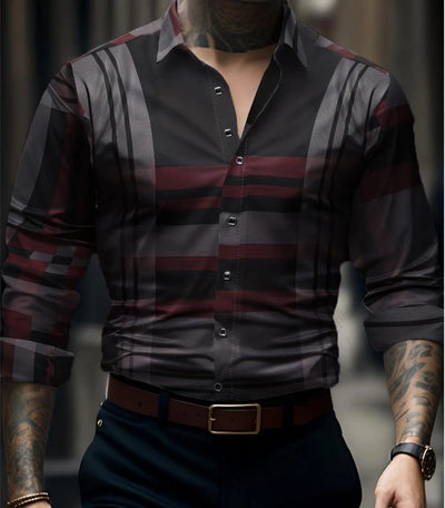 Men's Solid Color Long Sleeve Shirt Breathable 3d Print