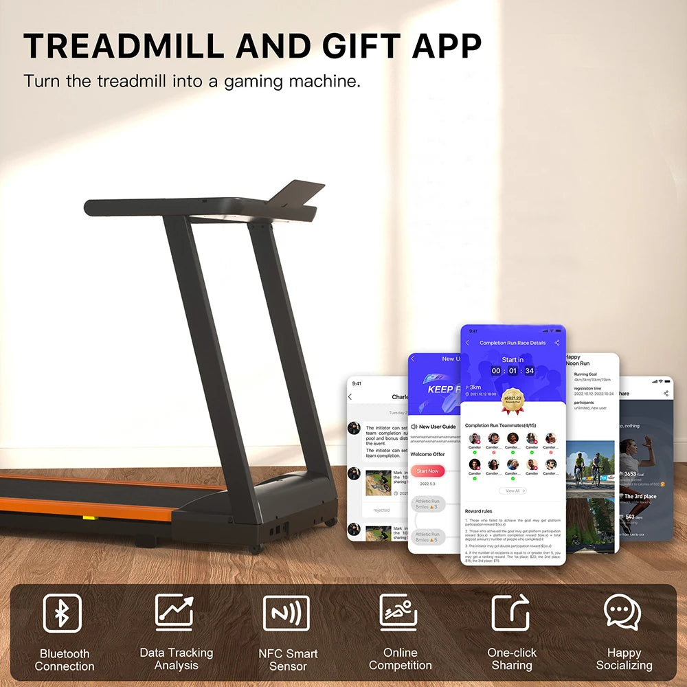 3.0HP Treadmills Electric APP Online Monitoring 7.5MPH Remote Control Foldable