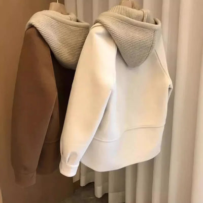 Woolen Coat Vintage Loose Fit Hat Design Thick Korean Style