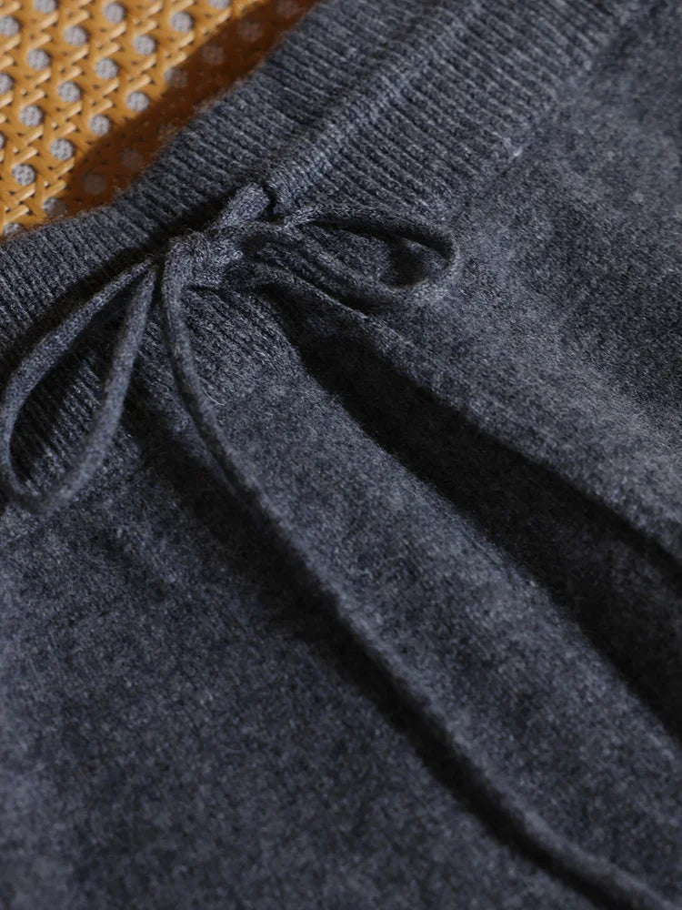 Merino Wool Pants Knitted Cashmere Shorts Trousers Above Knees