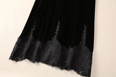 MARYYIMEI Fashion design Women's Dress Lace Splicing Long-Sleeved Beading Pretty Slim-Fit Hip Wrap Elegant Velvet Dresses