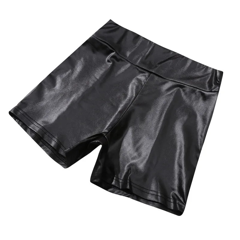 Leather Shorts Women High Waist Stretch Push Up Black Short