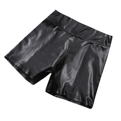 Leather Shorts Women High Waist Stretch Push Up Black Short