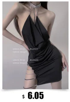 t V-neck Low cut Velvet sling ceremonial dress Side Split Slim Wrap buttocks Long Dress UR6Y