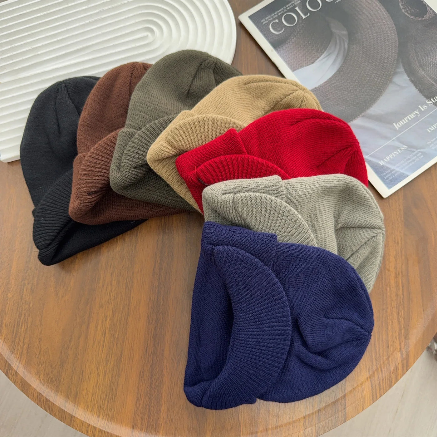 Hats Short-brimmed Woolen Army Peaked Caps Knitted Warm Hat