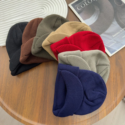 Hats Short-brimmed Woolen Army Peaked Caps Knitted Warm Hat