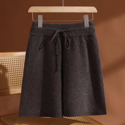 Merino Wool Pants Knitted Cashmere Shorts Trousers Above Knees
