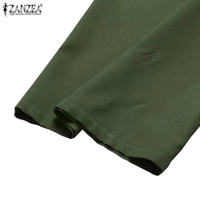 Wide Leg Jumpsuits Summer V Neck Short Sleeve Rompers Elegant