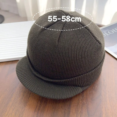 Hats Short-brimmed Woolen Army Peaked Caps Knitted Warm Hat
