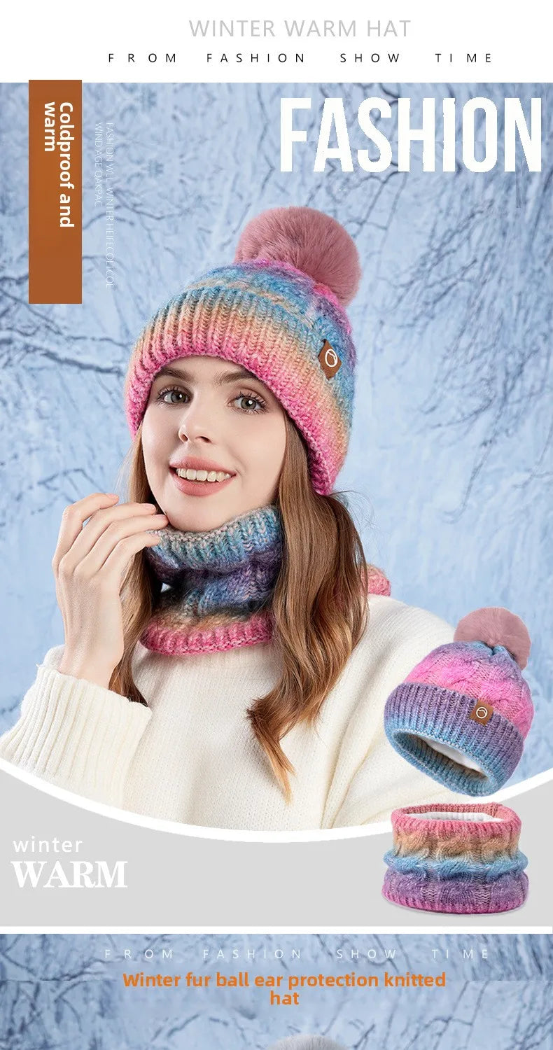 Warm Hat Scarf Two-piece Set Fleece Thickened Gradual