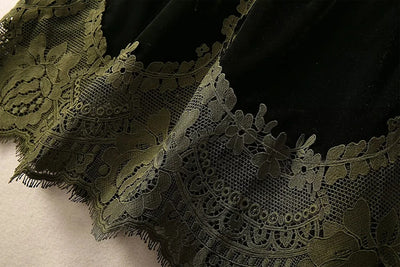 MARYYIMEI Fashion design Women's Dress Lace Splicing Long-Sleeved Beading Pretty Slim-Fit Hip Wrap Elegant Velvet Dresses