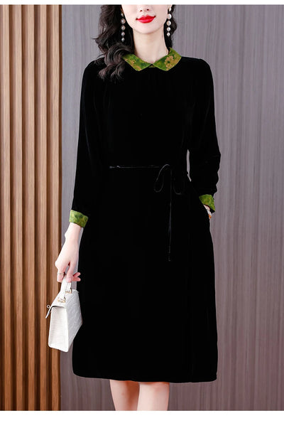 Winter Luxury Velvet Formal Elegant Party Dress Women Korean Vintage